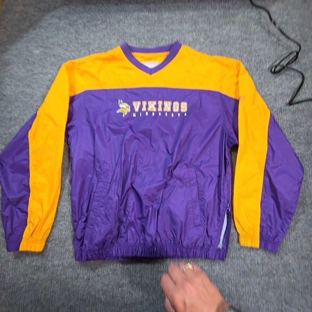Minnesota Vikings Jacket Mens Medium Purple NFL Football Reebok Windbreaker